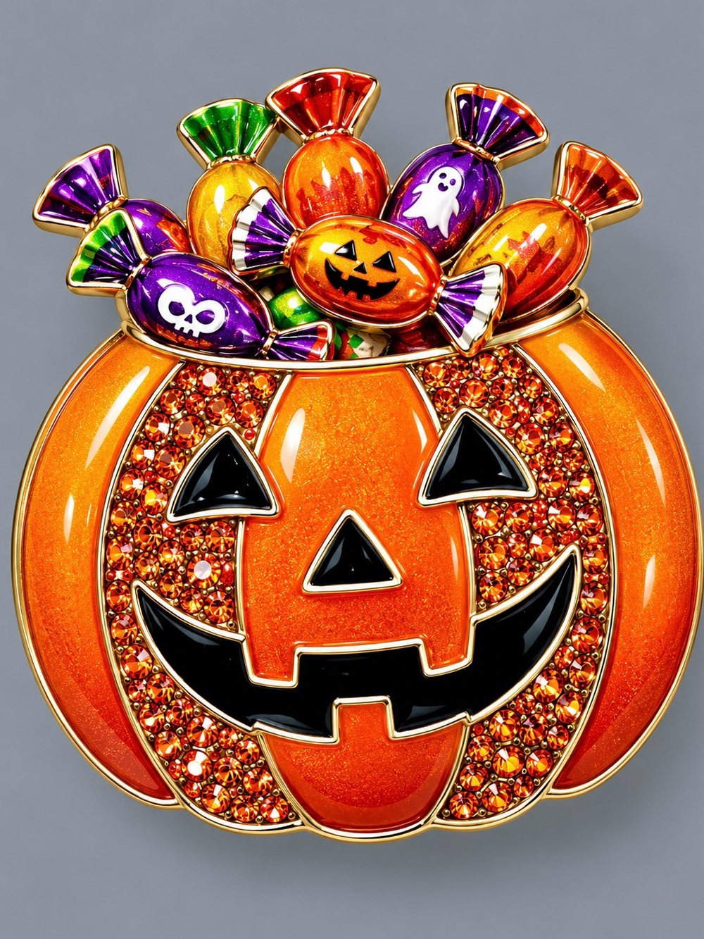 Halloween Pumpkin Candy Pin Brooch - #H01